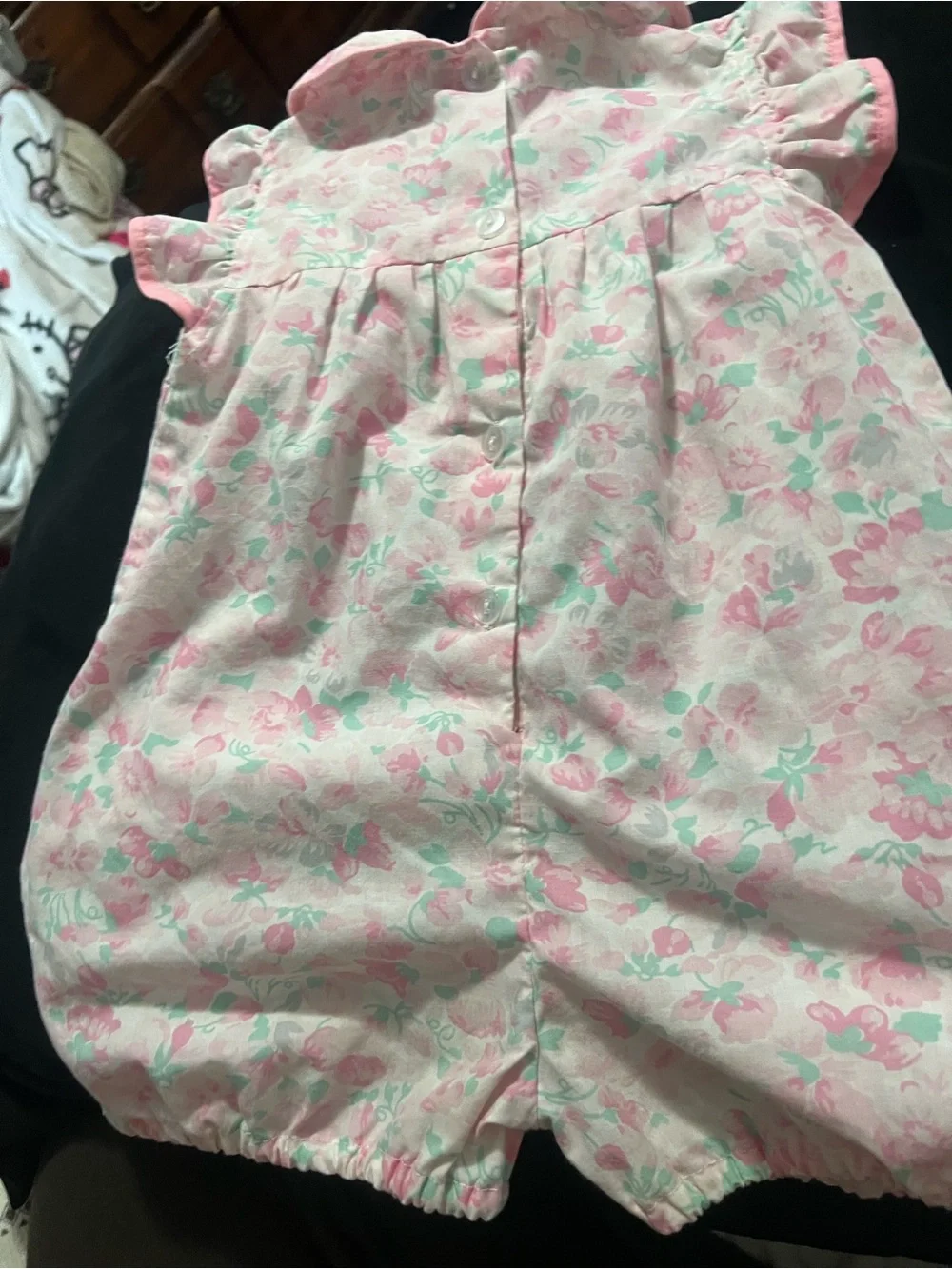 Vintage 80s Pink Floral Baby Romper